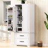 71" Freestanding Kitchen Pantry Cabinet with Adjustable Shelves, 2 Large Drawers and Door Storage Racks for Dining Room Use-Cuddlewood - 3 of 4