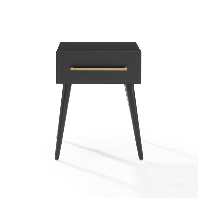 Everett Matte Black Mid-Century Modern Storage End Table