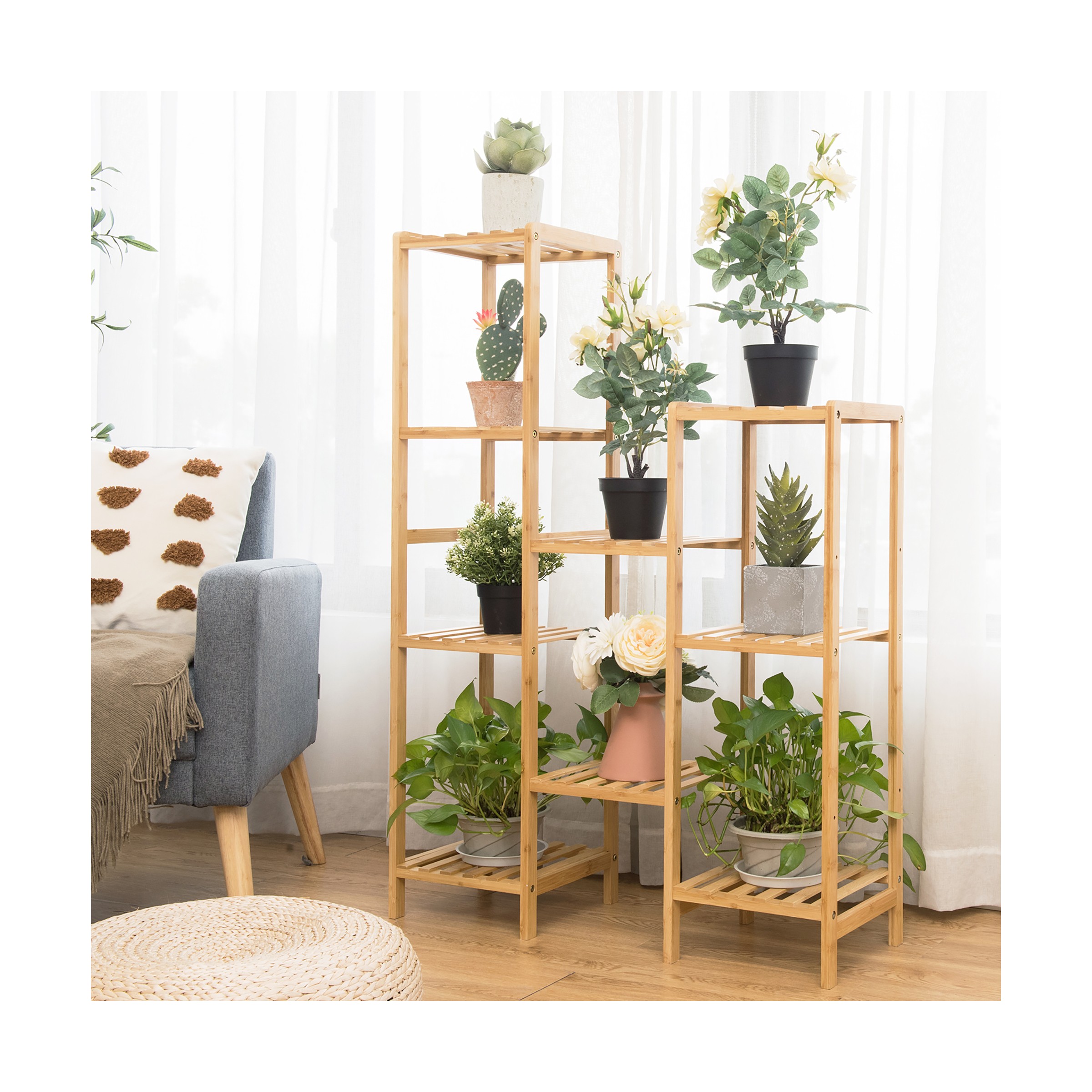 Costway Bamboo 9-Tier Plant St...