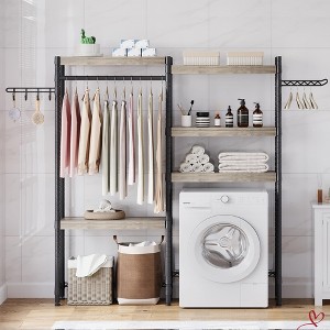 28"/30" Double Row Over Washer and Dryer Shelves, Freestanding 5 Tiers Laundry Room Storage and Organizer Standing Shelf - 1 of 4