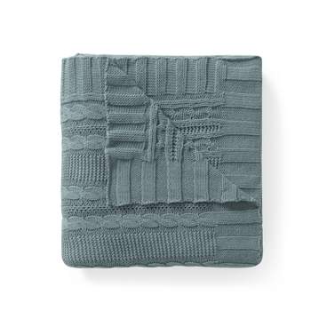 50"x70" Home Dublin Cable Knit Throw Blanket Blue - VCNY