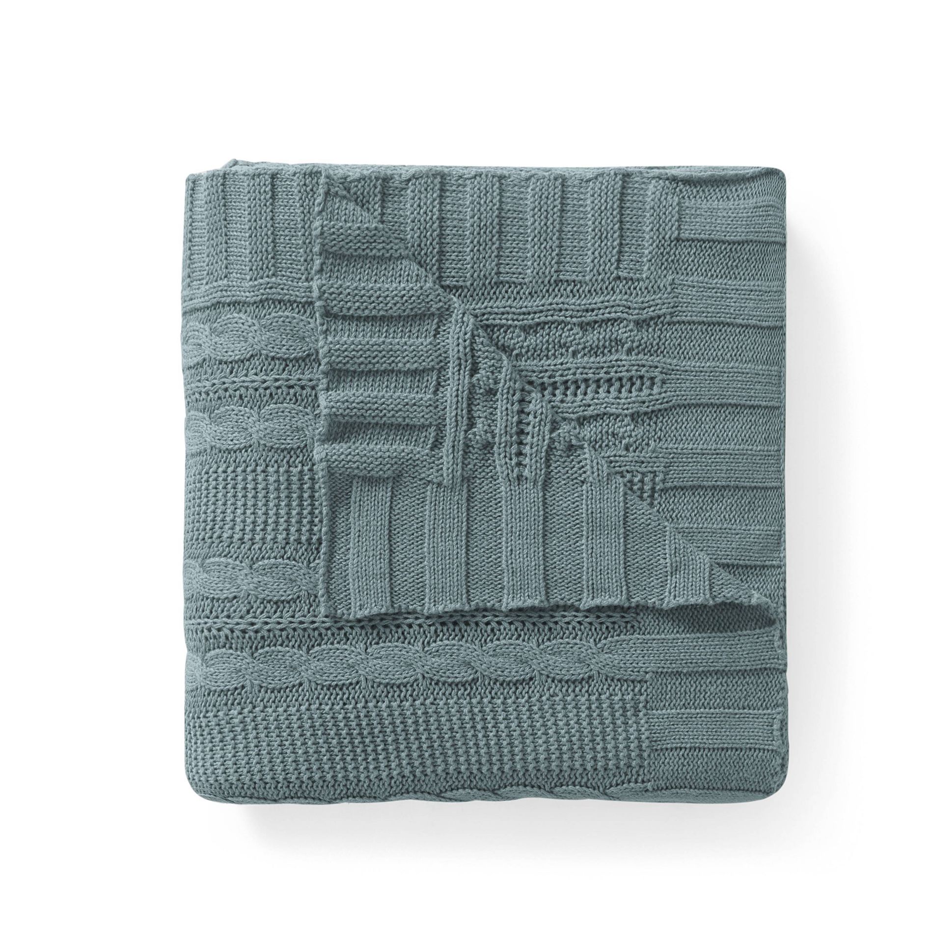50"x70" Home Dublin Cable Knit Throw Blanket Blue - VCNY: Contemporary Cotton, Machine Washable, Cozy All Ages