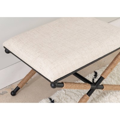 Ashburn Transitional Rope-Detailed Black Metal Accent Stool