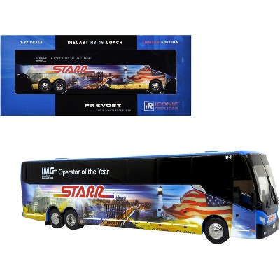 Prevost H3-45 Coach Bus "Starr Tours" Blue with Graphics Limited Edition 1/87 (HO) Diecast Model by Iconic Replicas