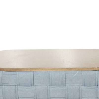 Light Teal Oval Wood and Metal Coffee Table