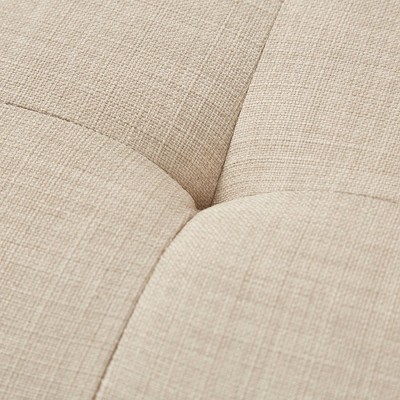 Tan Button Tufted Swivel Accent Chair with Wood Legs