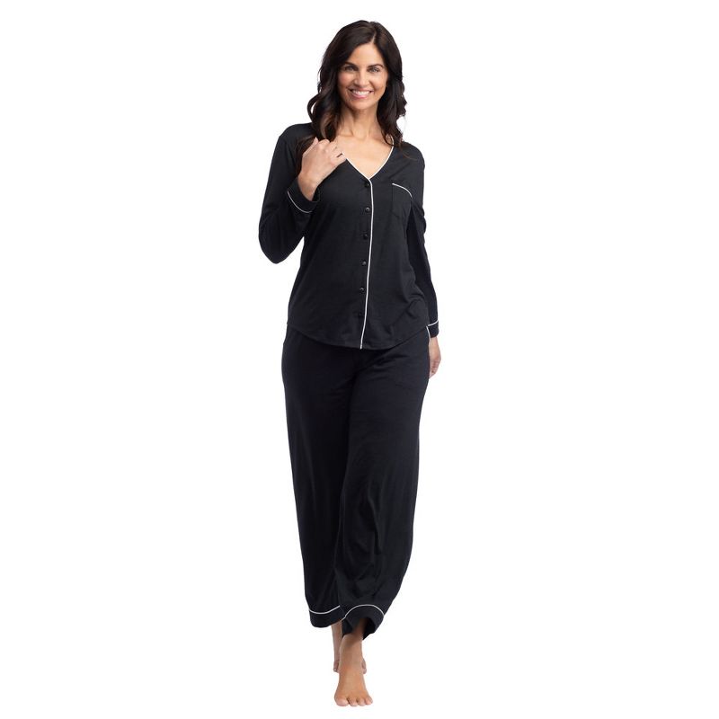 Softies Women's Ankle PJ Set with Contrast Piping, 1 of 7