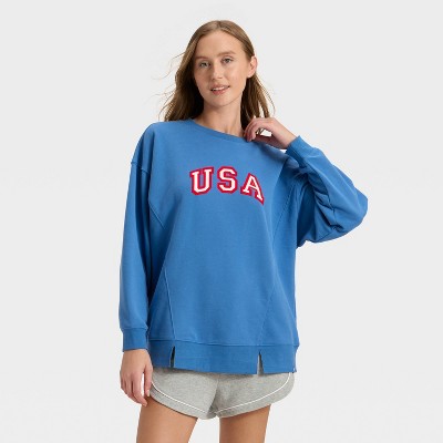 Women's 4th of July Graphic French Terry Oversized Crewneck Sweatshirt - JoyLab™