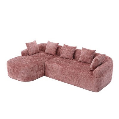 NicBex L-Shaped Modular Sectional Sofa,3-Seat Boucle Couch with Chaise and 5 Pillows for Living Room,Apartment,Office