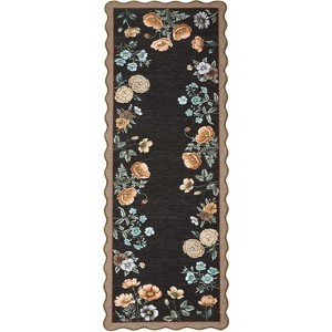 Floral Boho Washable Runner Rug - Non-Slip Low-Pile, Stain Resistant for Kitchen, Hallway, Bathroom, Bedroom & Dorm - 1 of 4