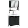 vidaXL 2-Piece Bathroom Furniture Set - Black Engineered Wood with Wall-Mount Mirror Cabinet & Sink Storage, Contemporary Style for Modern Home Decor - 2 of 4