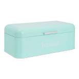 Juvale Stainless Steel Bread Box for Kitchen Countertop, Large Bread Box Bagel Bin for 2 Loaves, English Muffins, Mint Green, 17 x 9 x 6.5 in