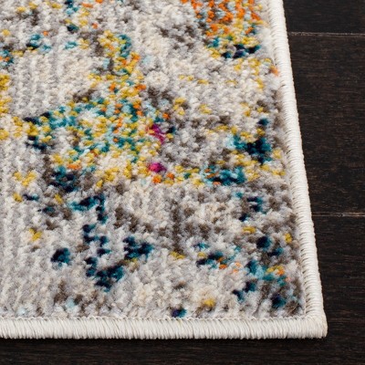 Grey and Gold Round Synthetic Flat Woven Area Rug