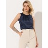 Allegra K Women's Satin Round Neck Sleeveless Work Office Pleated Blouse - 3 of 4