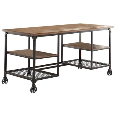 60" Brown and Black Wood Industrial Writing Desk