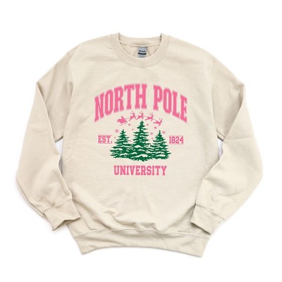 Simply Sage Market Women's Graphic Sweatshirt North Pole University Pink Trees