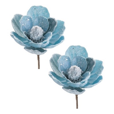 Beaded Magnolia Flower Stem (Set of 2)