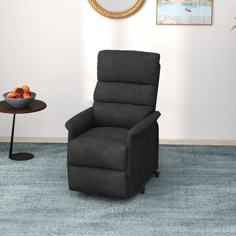 HOMCOM Power Lift Assist Recliner Chair for Elderly with Remote Control, Linen Fabric Upholstery, 2 of 7