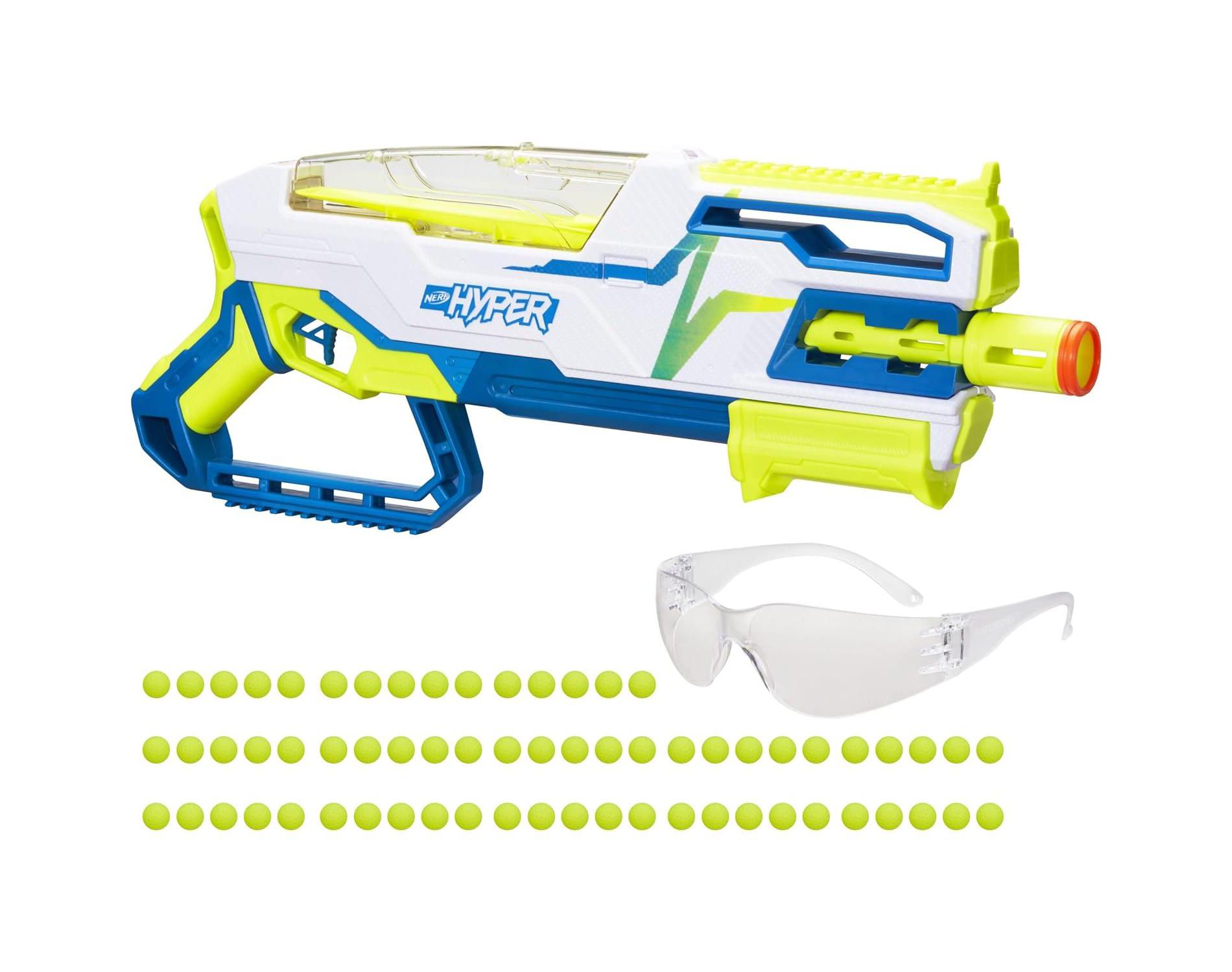 Nerf Hyper Siege-50 Pump-Action Blaster Bundle – 65 Rounds, Exclusive Color, 110 FPS, Eyewear Included