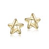 Guili 14k Yellow Gold Intertwined Star Stud Earrings, Sculptural Design, Modern Chic for Everyday Sparkle and Celestial Celebrations - 2 of 2