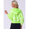 INSPIRE CHIC Women's Holographic Shiny Long Sleeve Zipper Hooded Metallic Jacket - 4 of 4