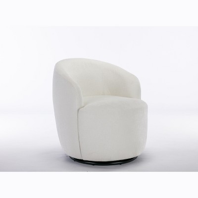 CENGHU Chenille Fabric Swivel Accent Chair, Barrel Chair With Black Powder Coating Metal Ring, for Living Room, Bedroom