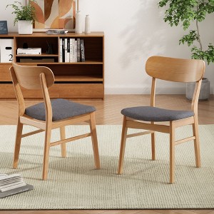 Okak Set of 2 Mid Century Rustic Soft Cushion Dining Chairs with Curved Back,Farmhouse Accent Chairs for Dining Room,Restaurant - 1 of 4