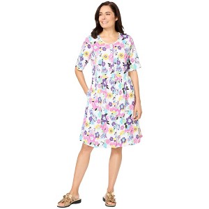 Woman Within Plus Size Button-Front Short Essential Dress - 1 of 4