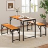 Tangkula 3 PCS Dining Set for 4 People Outdoor Picnic Table & 2 Benches w/ Metal Frame - 3 of 4