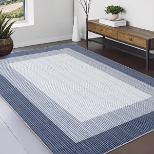 Low-Pile Washable Bordered Area Rug for Living Room Bedroom Dining Room, Non-Slip Stain Resistant Non-Shedding Carpet Geometric Floor Decor - 1 of 4