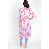 Slickblue Women's Floral Ruffle Robe Cardigan, 3/4 Sleeve, Self-Tie Waist, Knee Length, Pink, Size S-L - 4 of 4