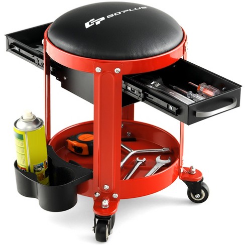 Costway Workshop Creeper Seat Rolling Mechanic Stool With2 Drawers