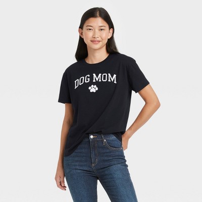 Women's Dog Mom Short Sleeve Graphic T-Shirt - Black XS