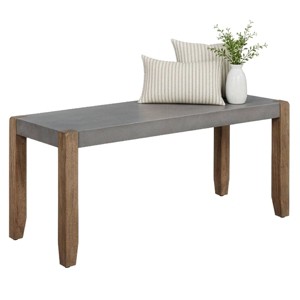Alaterre Furniture 40" Davenport Faux Concrete and Wood Bench Light Amber: Modern Rectangular Entryway Seating with Storage - 1 of 4