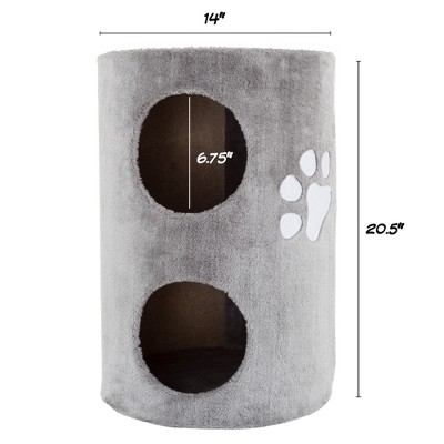 Gray Two-Story Cat Condo with Sisal Scratching Pad