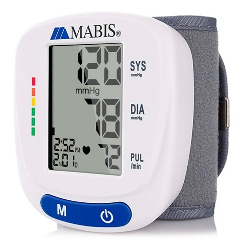 Mabis Adult Cuff Wrist Digital Blood Pressure Monitor White Device