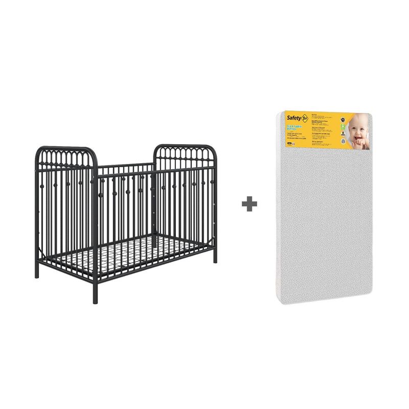 Little Seeds Monarch Hill Ivy Metal Crib with Safety 1st Nighty Night Baby & Toddler Mattress, 4 of 15