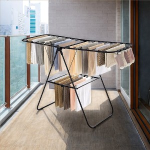 Free-Standing Metal Clothes Drying Rack with Sock Clips Foldable Laundry Drying Rack Space-Saving Design Clothes Dryer - 1 of 4