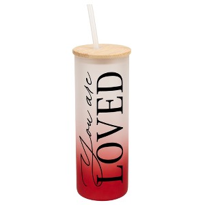 Elanze Designs You Are Loved Vertical Walk in Faith Wrap-Around Design 25 Ounce Frosted Gradient Glass On-The-Go Coffee Travel Skinny Tumbler Mug Cup, - 1 of 1