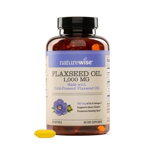 NatureWise Flaxseed Oil Fish Free Omega 3 6 9 with ALA - Made With Organic Flaxseed Oil - Cold Pressed, Non-GMO - 1 of 4