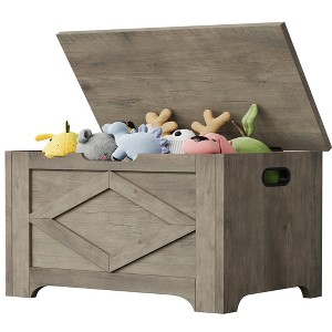 39.4in / 23.6in Storage Chest, Wooden Storage Bench With 2 Safety Hinges, Easy Assembly, Large Toy Chest for Entryway, Living Room, Bedroom - 1 of 4