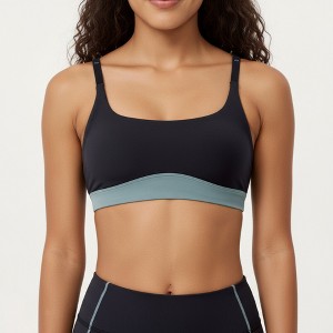 Anna-Kaci Active Women's Scoop Neck Colorblock Sports Bra with Adjustable Straps and Stretch Fit Fabric - 1 of 4