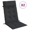 vidaXL 2pcs Highback Chair Cushions - Durable Black Oxford Fabric - Water and Wrinkle Resistant - Comfortable Foam Fiber Filling - 3 of 4