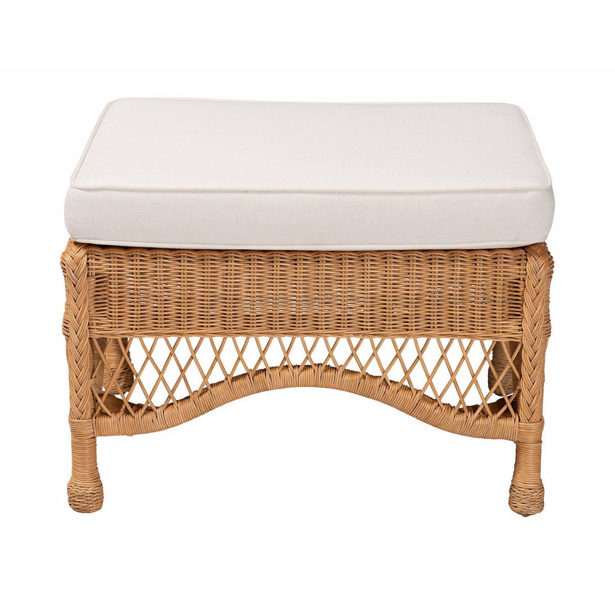 bali & pari Brooklyn Braided Rattan Ottoman Stool Light Honey - thumbnail 4