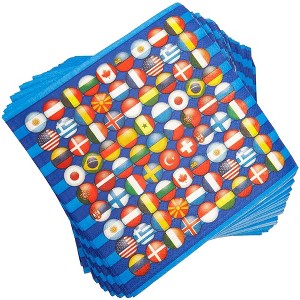 Blue Panda 100 Pack International Flag Disposable Paper Napkins 6.5" Party Supplies - 1 of 4