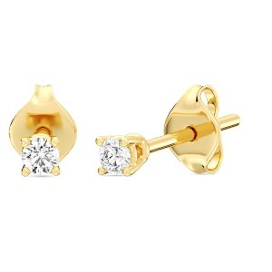 Gilded Lab-Grown Diamond Stud Earrings for Women | 925 Sterling Silver Studs and 14KT Gold 925 Plated Silver | Hypoallergenic Fine Jewelry - 1 of 4