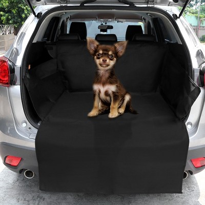 Pet Dog Waterproof Cargo Liner For SUV & Car - Non-Slip Backing, Oxford Trunk Seat Cover, Black With White Paw Prints
