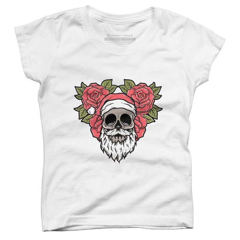 Girl's Design By Humans Christmas with flowers Illustration By rukurustudio T-Shirt, 1 of 4