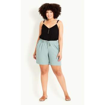 Women's Plus Size Linen Blend Short - green | AVENUE