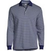 Lands' End Men's Long Sleeve Jacquard Super Soft Supima Polo Shirt - Large - Deep Sea Navy Founders Stripe - 3 of 4
